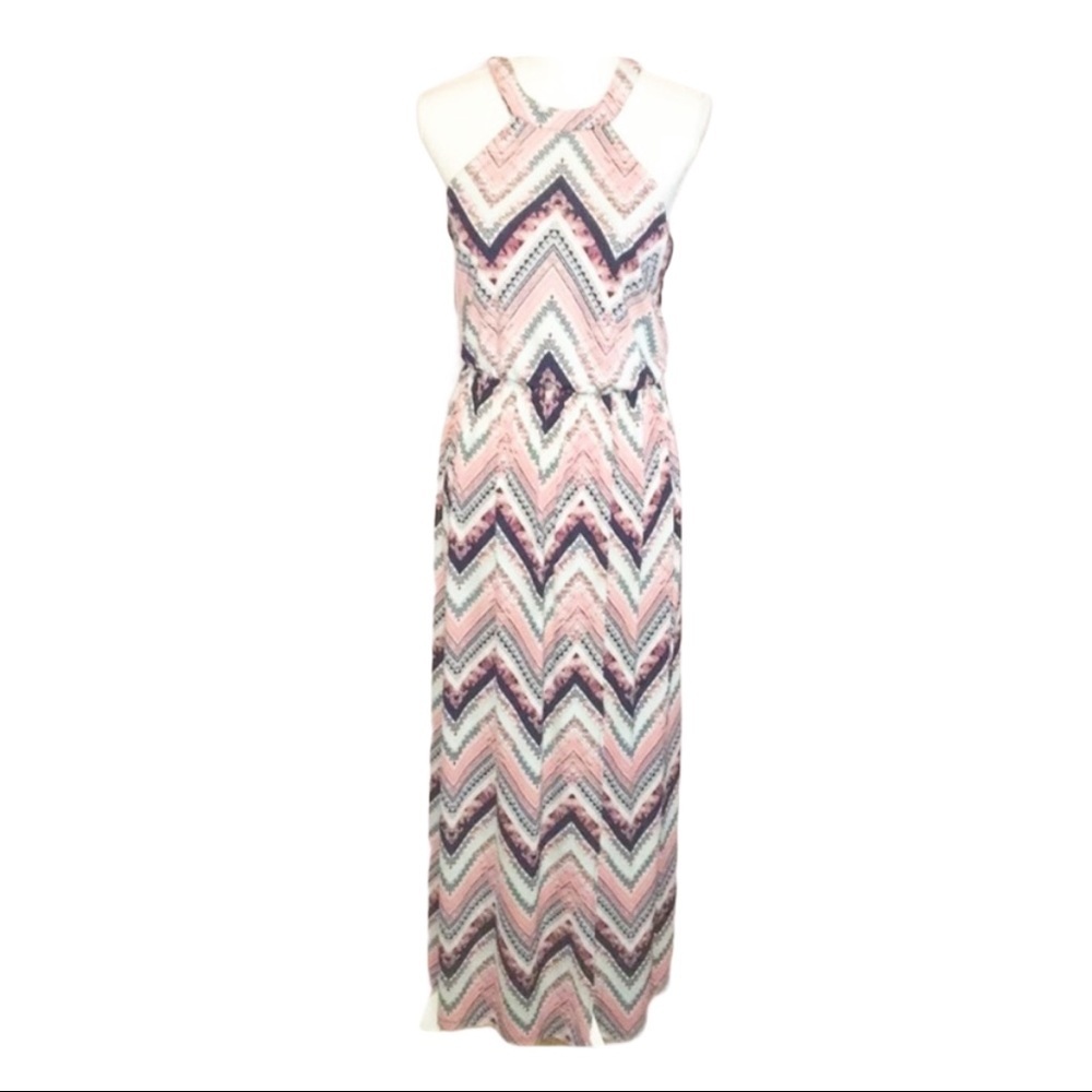 THREE PINK HEARTS Chevron Boho Maxi Dress M